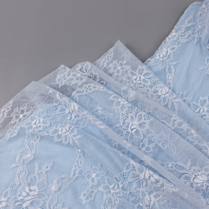 Angélique One Shoulder Draped Lace Maxi Dress / Blue