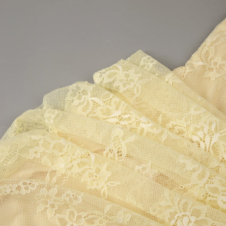 Angélique One Shoulder Draped Lace Maxi Dress Yellow