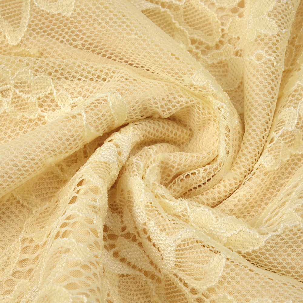 Angélique One Shoulder Draped Lace Maxi Dress Yellow