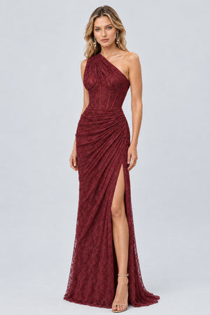 Angélique One Shoulder Draped Lace Maxi Dress - Red_-_selmori.com_-_06