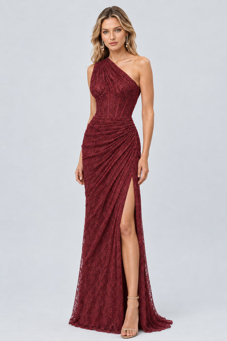 Angélique One Shoulder Draped Lace Maxi Dress - Red_-_selmori.com_-_06