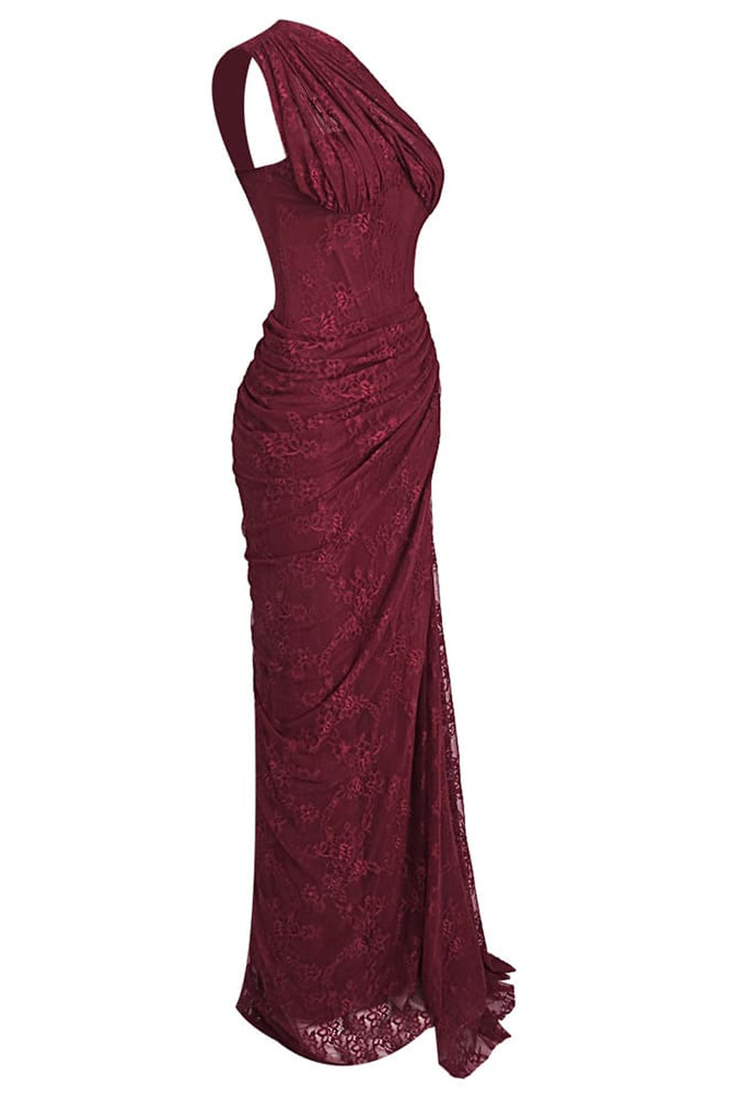 Angélique One Shoulder Draped Lace Maxi Dress - Red_-_selmori.com_-_08