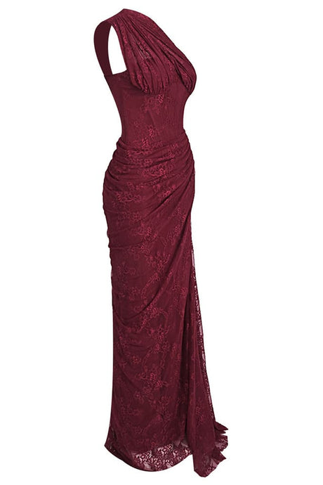 Angélique One Shoulder Draped Lace Maxi Dress - Red_-_selmori.com_-_08