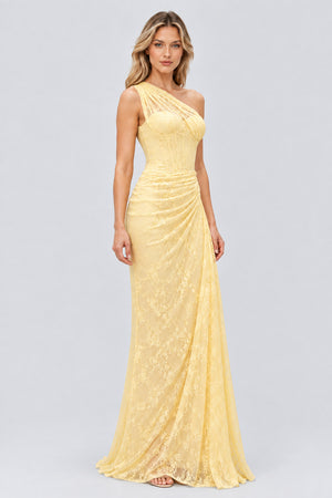 Angélique One Shoulder Draped Lace Maxi Dress - Yellow_-_selmori.com_-_06