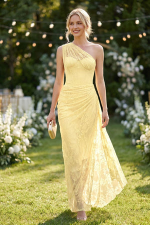 Angélique One Shoulder Draped Lace Maxi Dress - Yellow_-_selmori.com_-_25