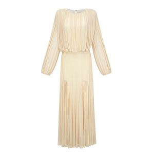 Pollen Pleated High Neck Maxi Dress