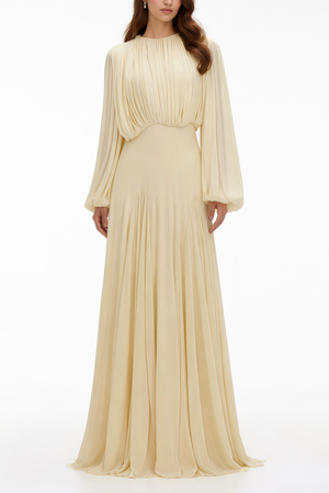 Pollen Pleated High Neck Maxi Dress