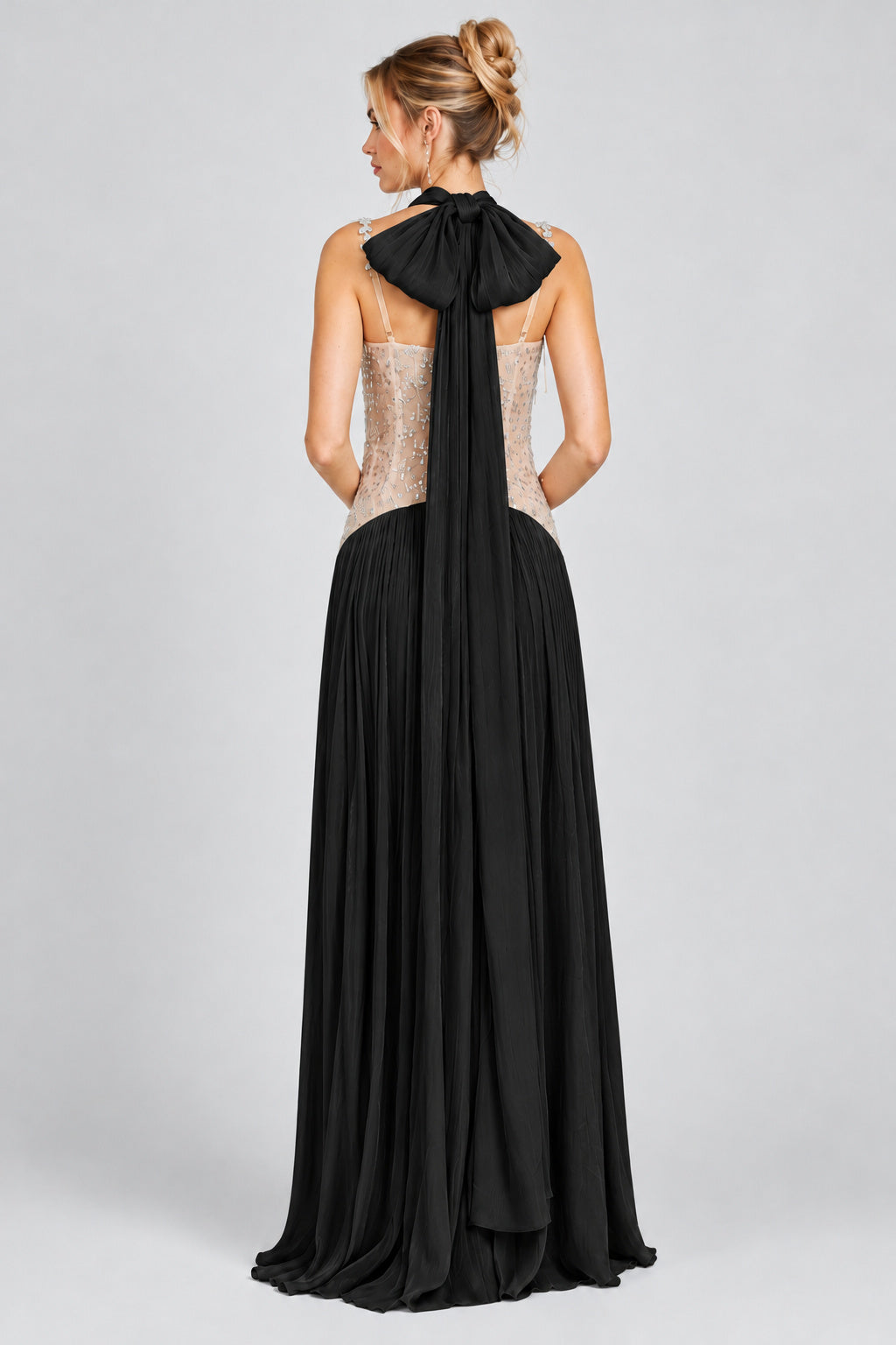 Aquarelle Rhinestone Panel Maxi Dress - Black_-_selmori.com_-_02
