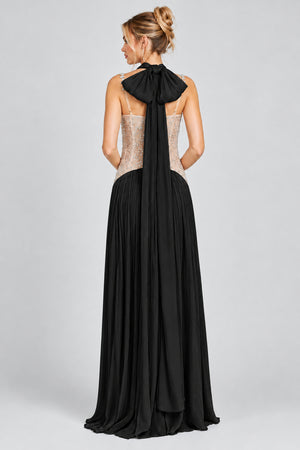 Aquarelle Rhinestone Panel Maxi Dress - Black_-_selmori.com_-_02