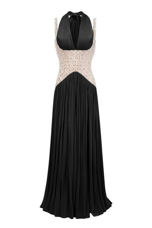 Aquarelle Rhinestone Panel Maxi Dress - Black_-_selmori.com_-_03