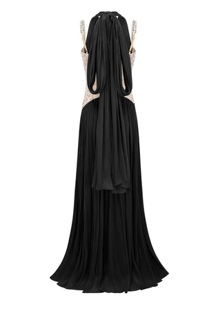 Aquarelle Rhinestone Panel Maxi Dress - Black_-_selmori.com_-_04