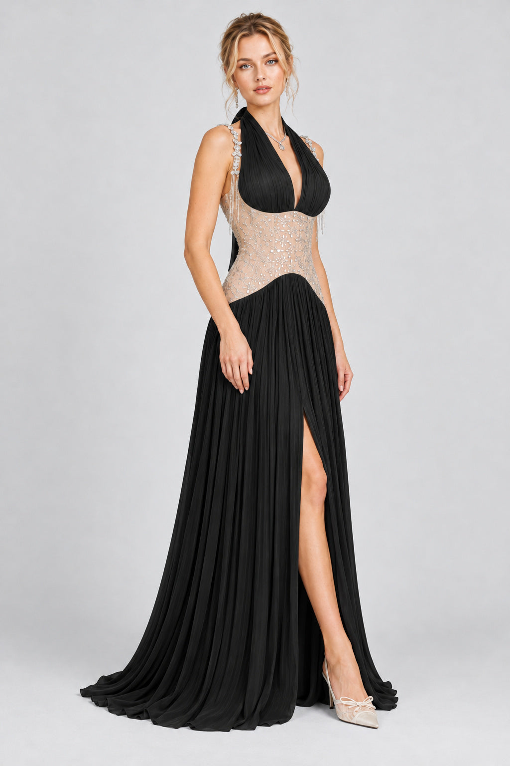 Aquarelle Rhinestone Panel Maxi Dress - Black_-_selmori.com_-_06