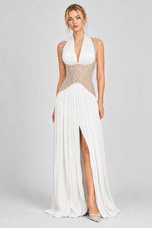 Aquarelle Rhinestone Panel Maxi Dress - White_-_selmori.com_-_01