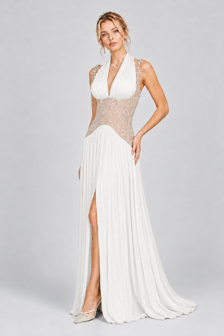 Aquarelle Rhinestone Panel Maxi Dress - White_-_selmori.com_-_05
