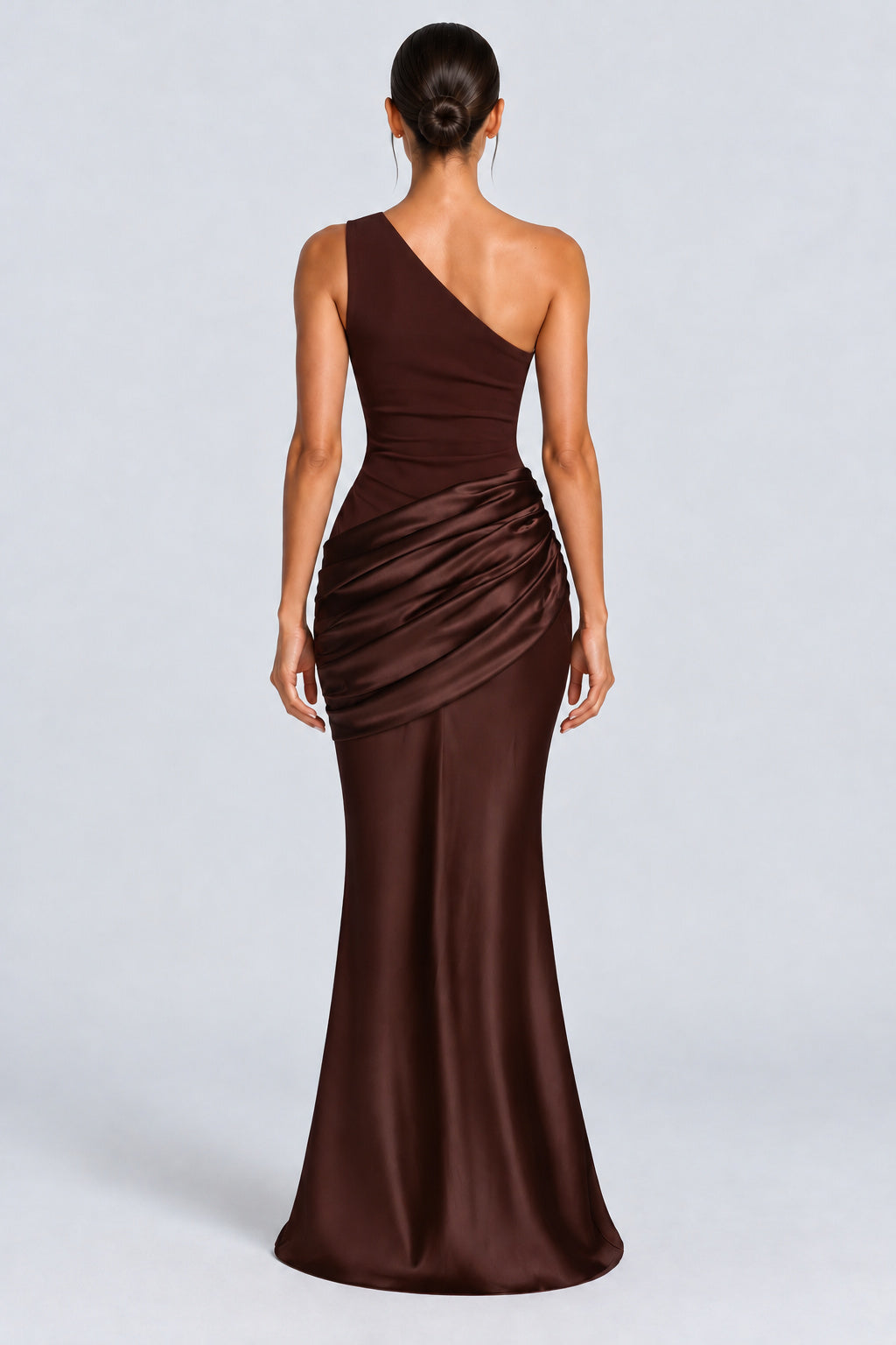 Auréliane One Shoulder Draped Satin Maxi Dress - Brown_-_selmori.com_-_02