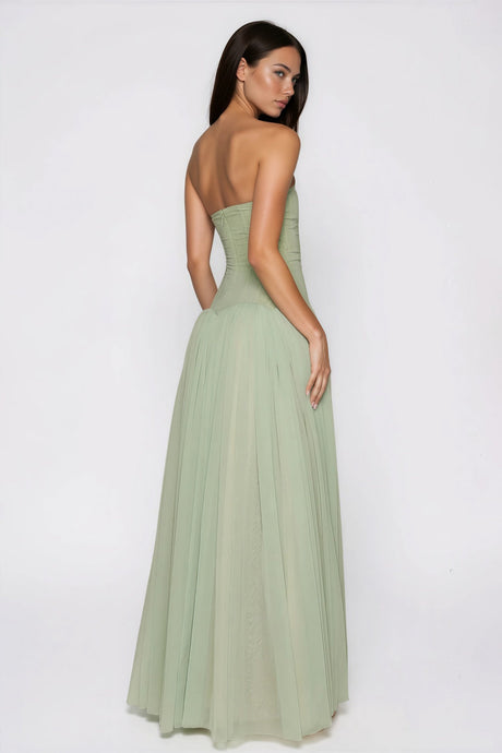 Galaxie Strapless Pleated Maxi Dress