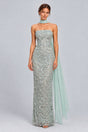 Avéliane Strapless Scalloped Beaded Maxi Dress with Neck Sash - Green_-_selmori.com_-_01