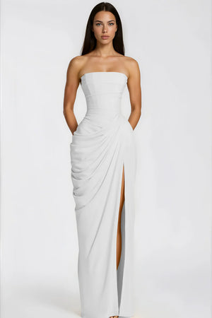 Azalée Strapless Draped High-Slit Maxi Dress