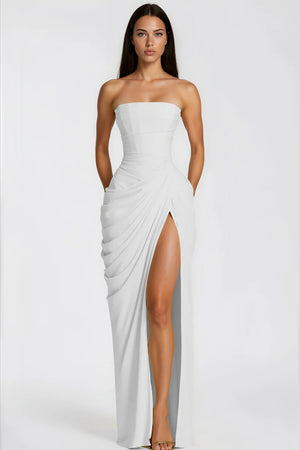 Azalée Strapless Draped High-Slit Maxi Dress