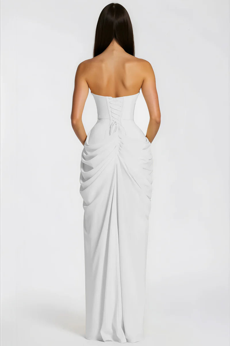 Azalée Strapless Draped High-Slit Maxi Dress