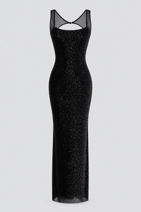 Célestianne Crystal Mesh Open-Back Maxi Dress - Black_-_selmori.com_-_03