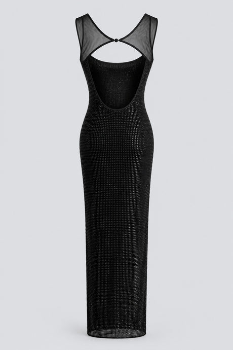 Célestianne Crystal Mesh Open-Back Maxi Dress - Black_-_selmori.com_-_04
