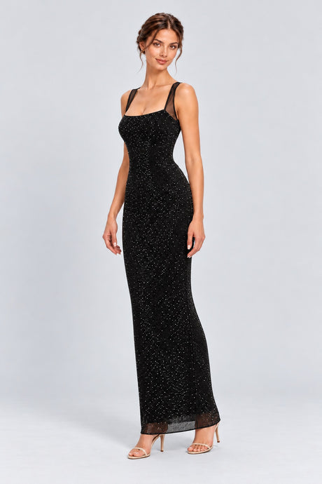 Célestianne Crystal Mesh Open-Back Maxi Dress - Black_-_selmori.com_-_05