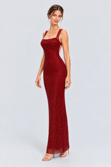 Célestianne Crystal Mesh Open-Back Maxi Dress - Red_-_selmori.com_-_05