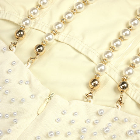 Ciselée Pearl Beaded Open Back Mermaid Maxi Dress