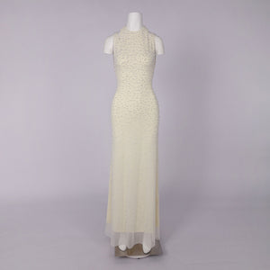 Ciselée Pearl Beaded Open Back Mermaid Maxi Dress