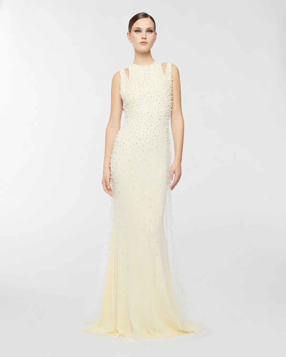 Ciselée Pearl Beaded Open Back Mermaid Maxi Dress