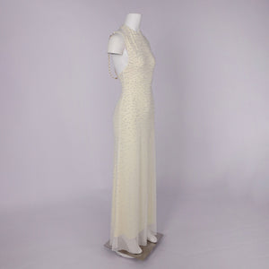 Ciselée Pearl Beaded Open Back Mermaid Maxi Dress