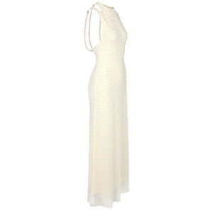Ciselée Pearl Beaded Open Back Mermaid Maxi Dress