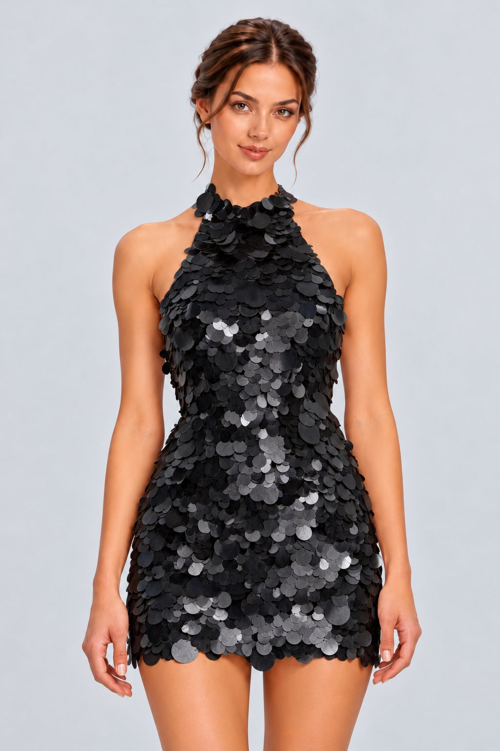Clarivelle Halter Paillette Mini Dress - Black_-_selmori.com_-_07