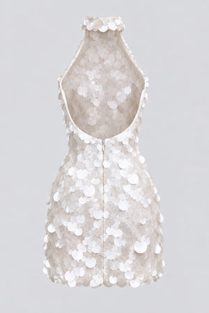Clarivelle Halter Paillette Mini Dress - White_-_selmori.com_-_04