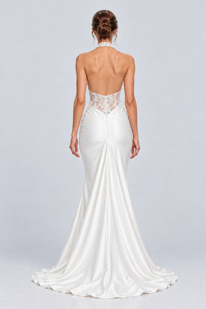 Cyréliane Halter Lace Satin Fishtail Maxi Dress - White_-_selmori.com_-_02