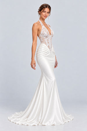Cyréliane Halter Lace Satin Fishtail Maxi Dress - White_-_selmori.com_-_06