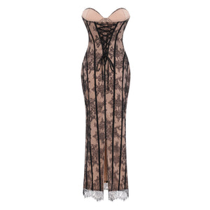 Sarah Floral Lace Corset Maxi Dress
