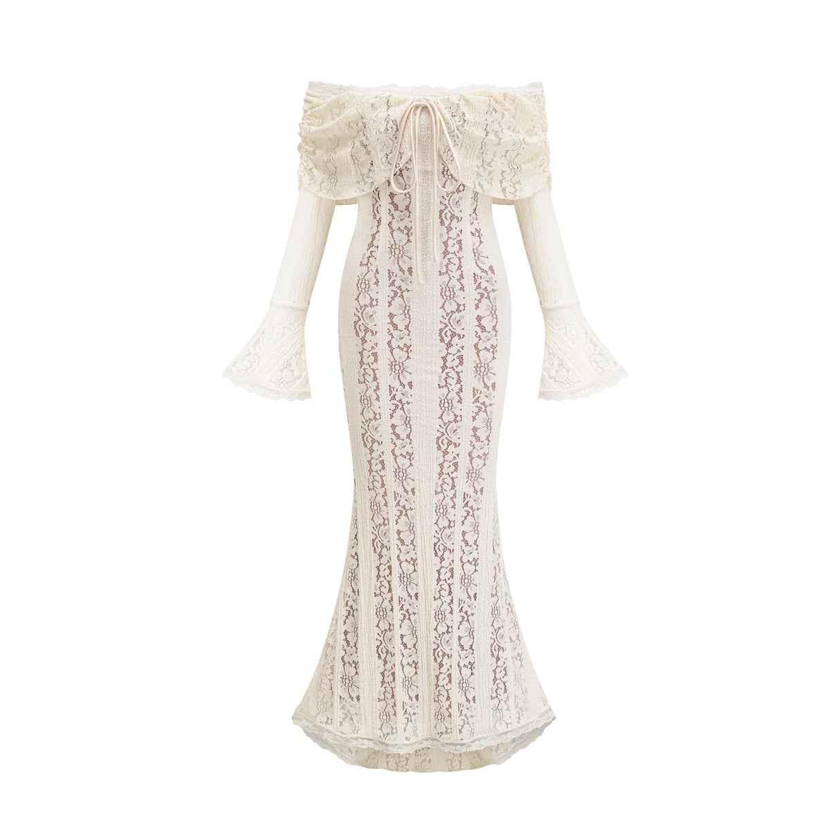 Sirène Off Shoulder Lace Maxi Dress