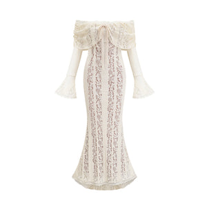Sirène Off Shoulder Lace Maxi Dress