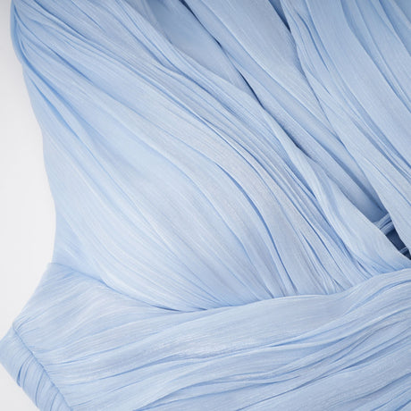 Vraie Plunging V-Neck Pleated Maxi Dress / Blue