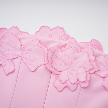 Talisman Pink Strapless Floral Embroidered Maxi Dress