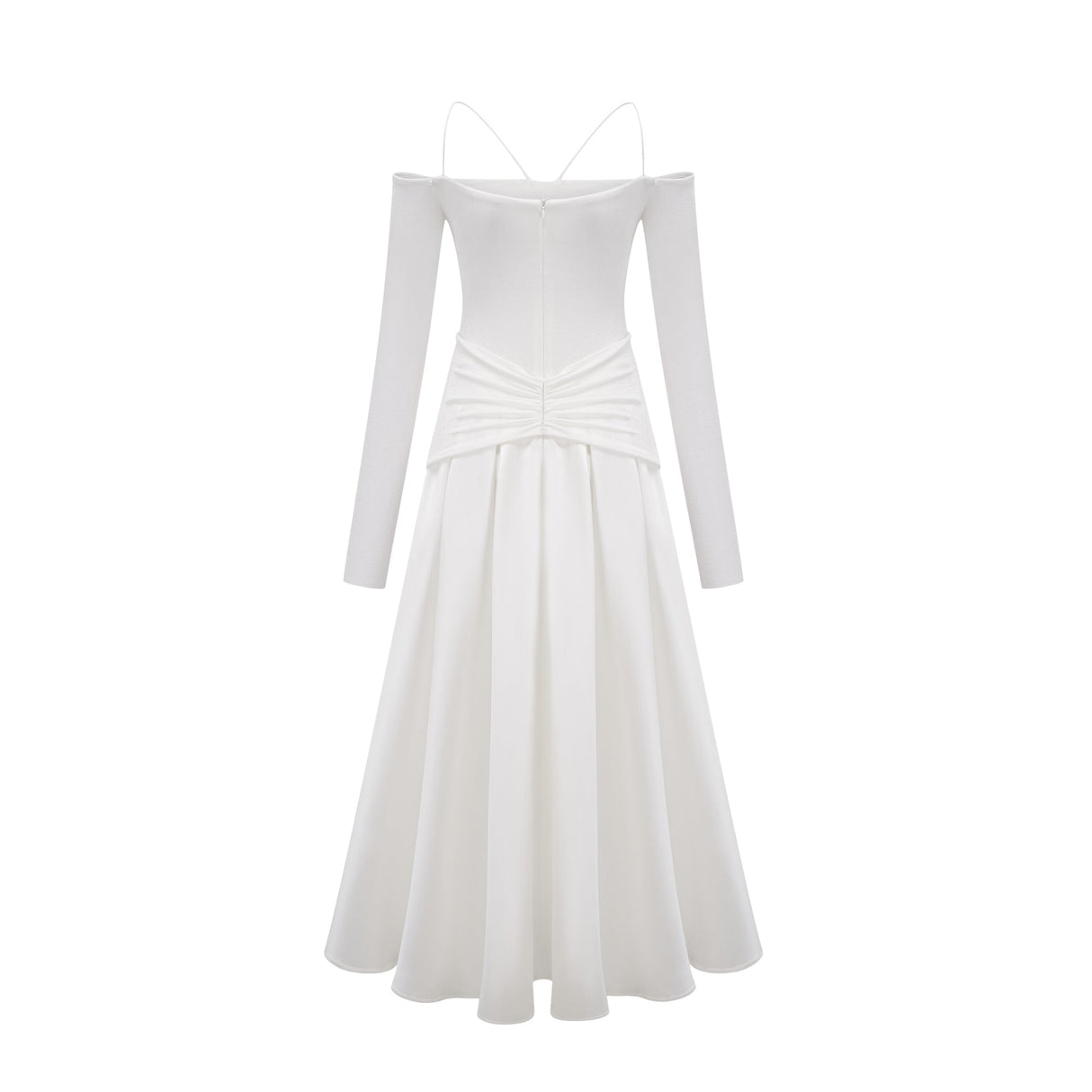 Selmori Noémie off-shoulder panelled maxi dress in White