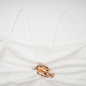 Selmori Noémie off-shoulder panelled maxi dress in White