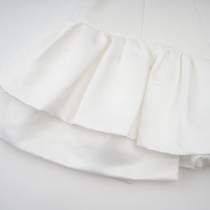 Selmori Aurélie white halterneck ruffled mini dress