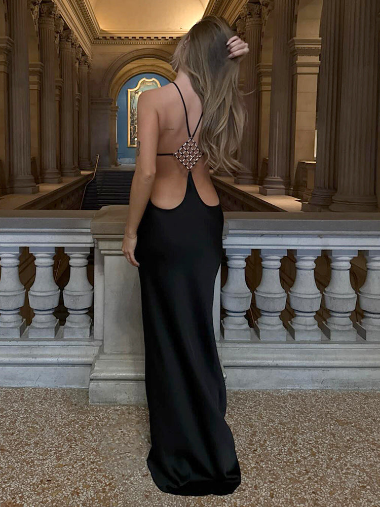 Désir Beaded Backless Maxi Dress Black