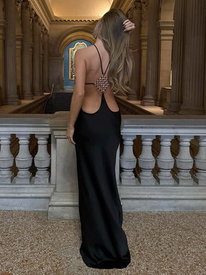 Désir Beaded Backless Maxi Dress Black