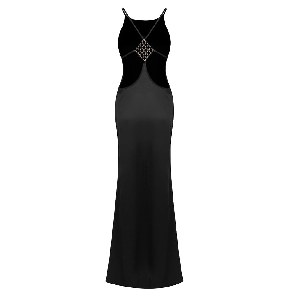 Désir Beaded Backless Maxi Dress Black