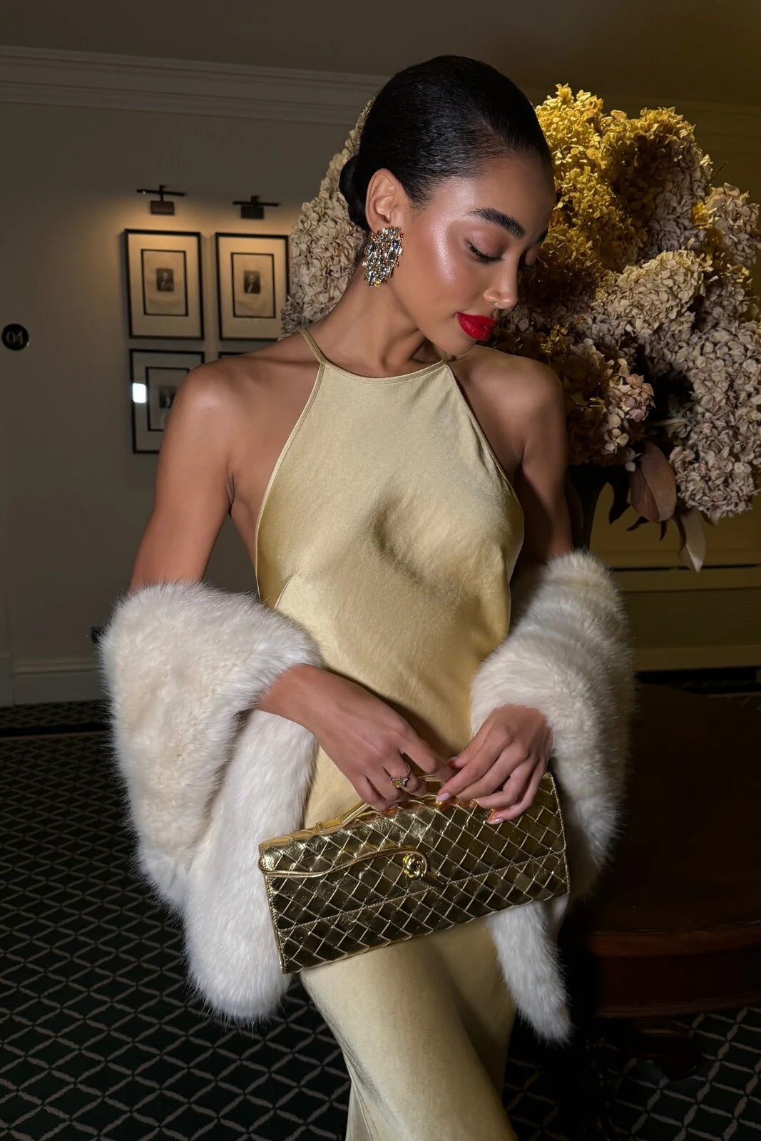 Désir Beaded Backless Maxi Dress Gold