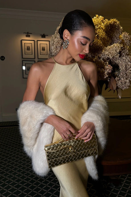 Désir Beaded Backless Maxi Dress Gold